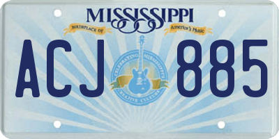 MS license plate ACJ885