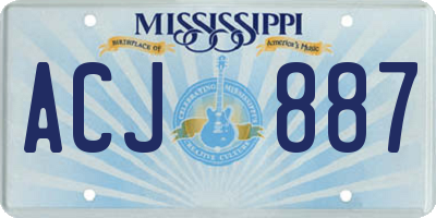 MS license plate ACJ887