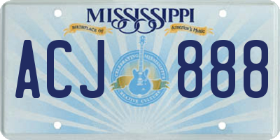 MS license plate ACJ888