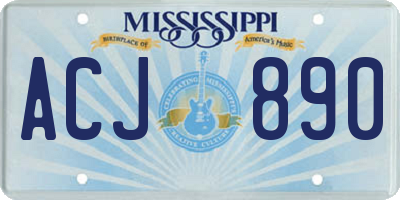 MS license plate ACJ890