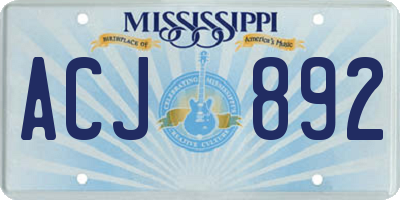 MS license plate ACJ892