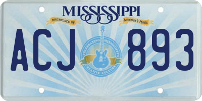 MS license plate ACJ893