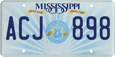 MS license plate ACJ898