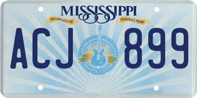 MS license plate ACJ899