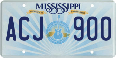 MS license plate ACJ900
