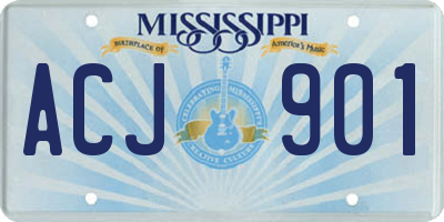 MS license plate ACJ901
