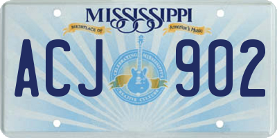 MS license plate ACJ902