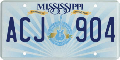 MS license plate ACJ904