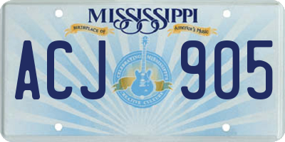 MS license plate ACJ905