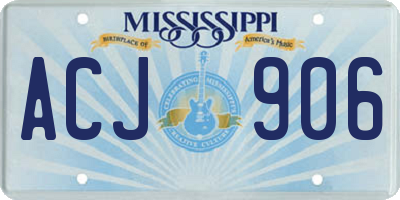 MS license plate ACJ906
