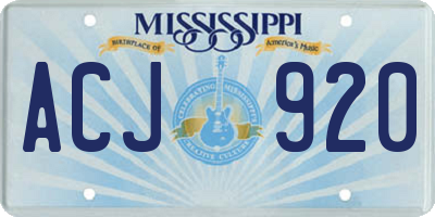 MS license plate ACJ920