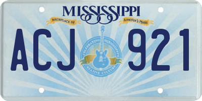 MS license plate ACJ921