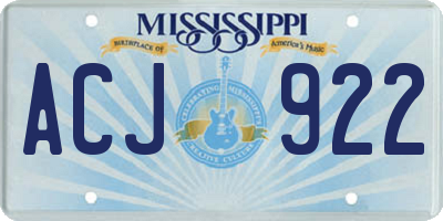 MS license plate ACJ922
