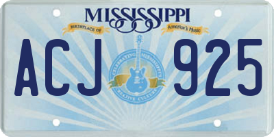 MS license plate ACJ925