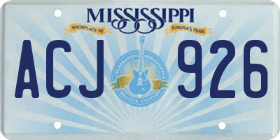 MS license plate ACJ926
