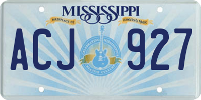 MS license plate ACJ927