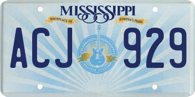 MS license plate ACJ929
