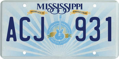 MS license plate ACJ931