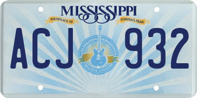 MS license plate ACJ932