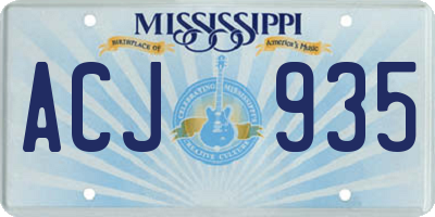 MS license plate ACJ935