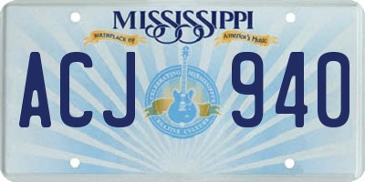 MS license plate ACJ940