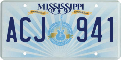 MS license plate ACJ941