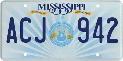 MS license plate ACJ942