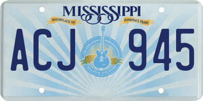 MS license plate ACJ945