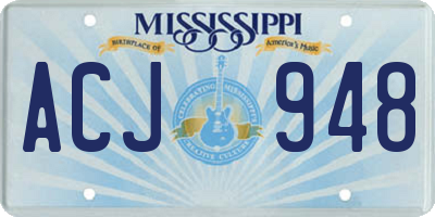 MS license plate ACJ948