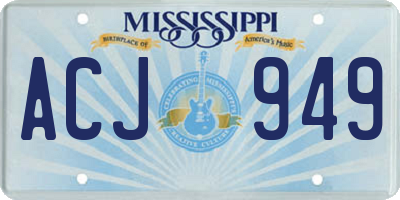 MS license plate ACJ949