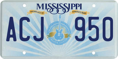 MS license plate ACJ950