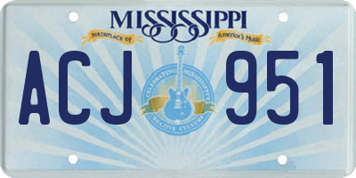 MS license plate ACJ951