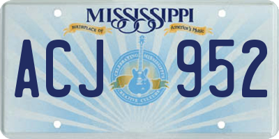 MS license plate ACJ952