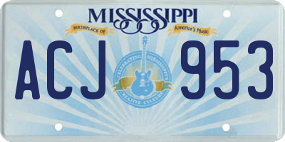 MS license plate ACJ953