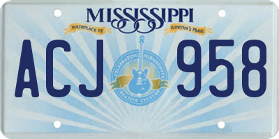 MS license plate ACJ958