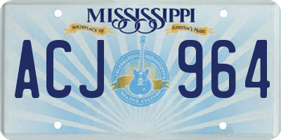 MS license plate ACJ964