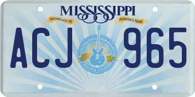 MS license plate ACJ965