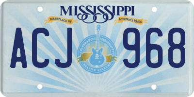 MS license plate ACJ968