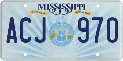 MS license plate ACJ970
