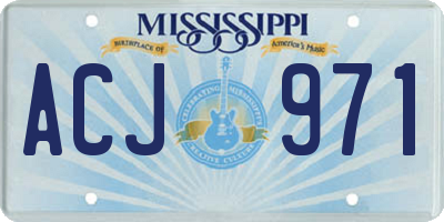 MS license plate ACJ971