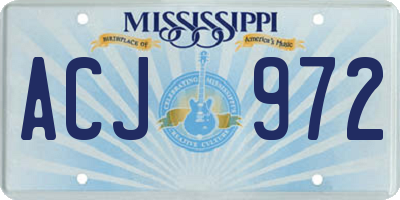 MS license plate ACJ972