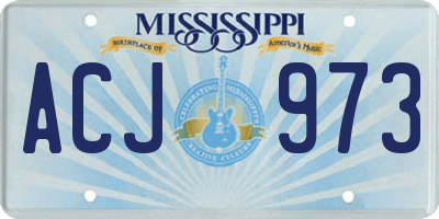 MS license plate ACJ973