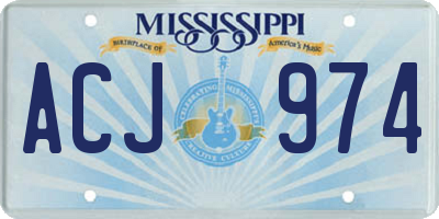 MS license plate ACJ974