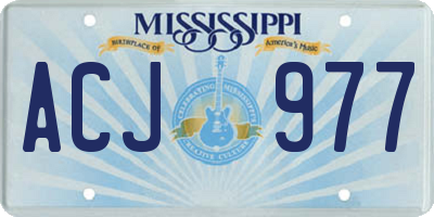 MS license plate ACJ977