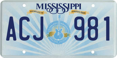 MS license plate ACJ981