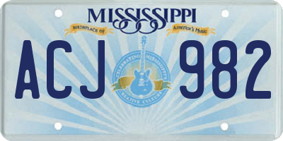 MS license plate ACJ982