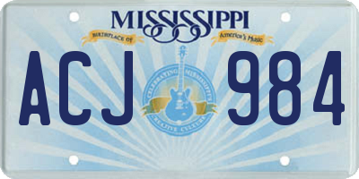MS license plate ACJ984