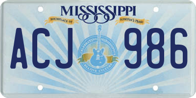MS license plate ACJ986