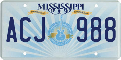 MS license plate ACJ988