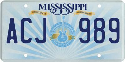 MS license plate ACJ989